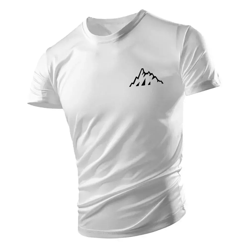 Camiseta casual com gola redonda masculina, manga curta solta, confortável, top de secagem rápida, estilo esportivo ao ar livre, moda quatro estações