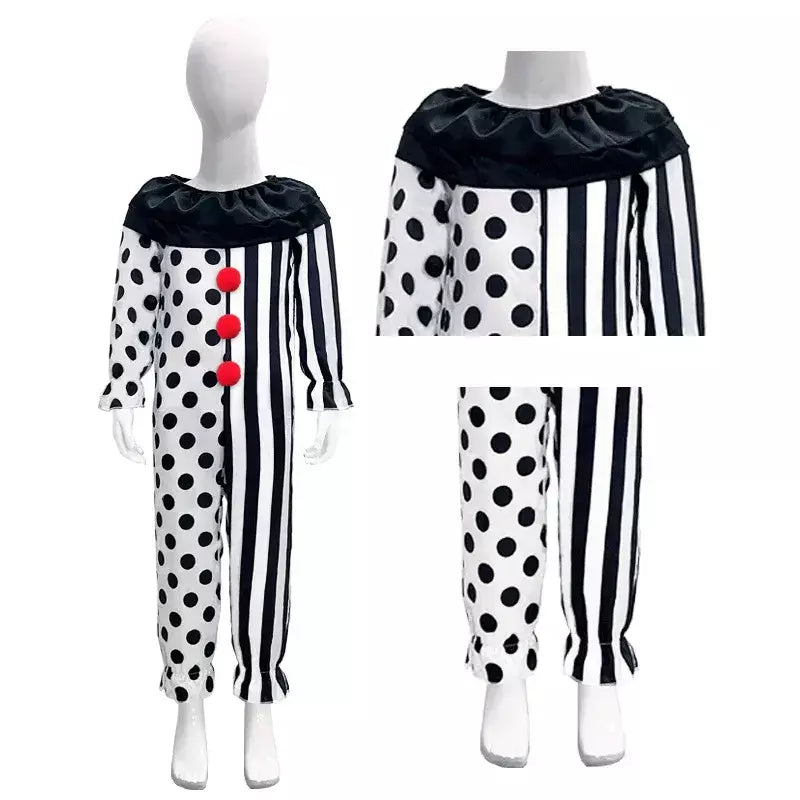 Crianças meninos meninas terrifier 3 cosplay coringa traje com máscara chapéu macacão halloween palhaço vestido criança bodysuit roupas de carnaval