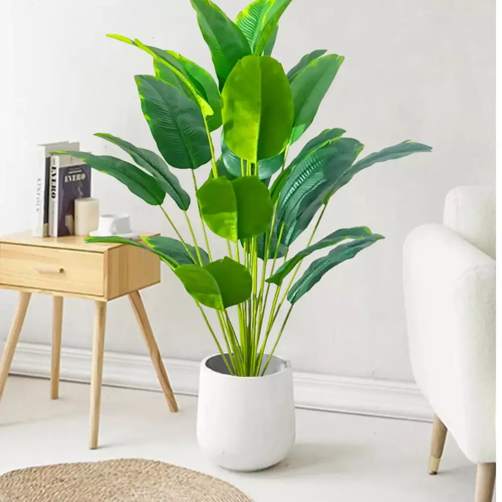 Palmeira tropical artificial 60-90-120cm(47,2 pol.) folhas de planta de banana falsa toque real planta de plástico strelitzia para jardim doméstico