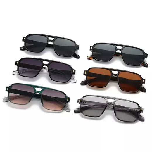 SHAUNA-Retro Double Bridges Square Sunglasses para homens e mulheres, gradiente tons, designer de moda, rebites óculos de sol, UV400