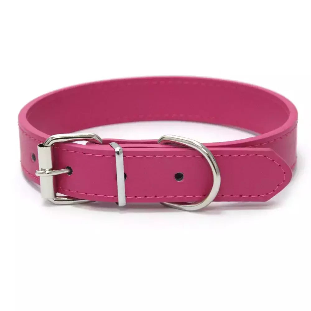 Coleira de couro para cachorro, cor sólida, ajustável, gato, filhote de cachorro, alça de pescoço, adequada para cães médios e pequenos, suprimentos para animais de estimação