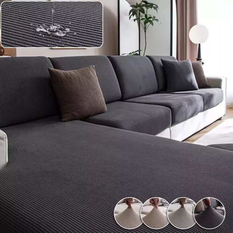 Tampa elástica ajustável do sofá para a sala de estar, Tampa luxuosa do sofá, Conjunto completo em forma de L, 1, 2, 3, 4 Assento