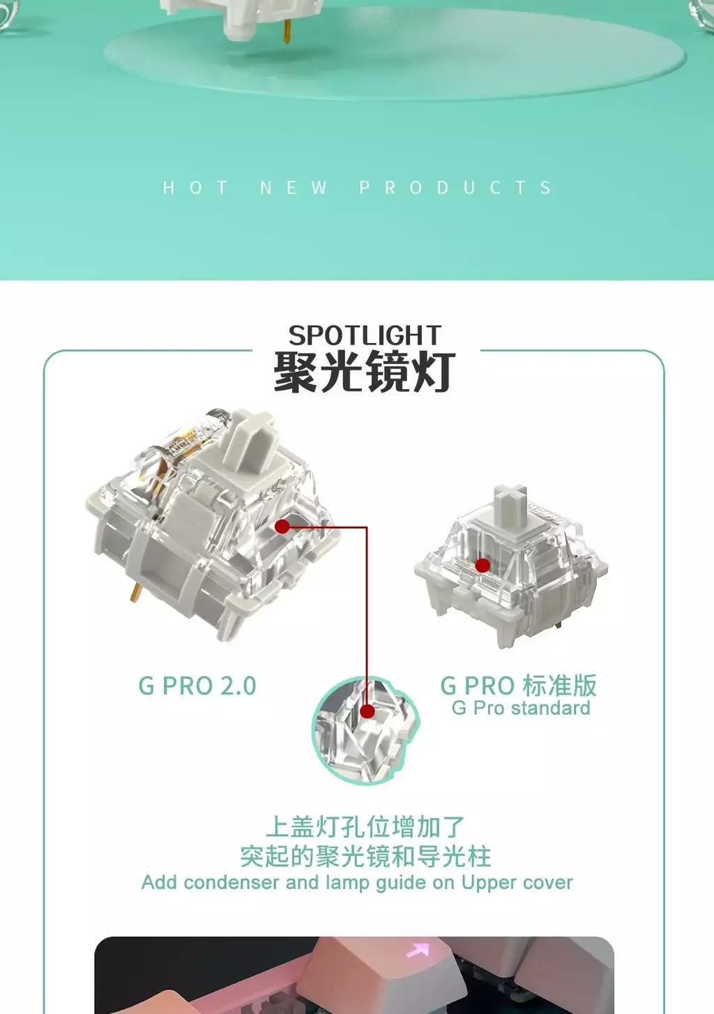 Gateron branco amarelo prata pro 2.0 v2 switch 3pin rgb linear tátil vermelho marrom switches para teclado mecânico permutável quente
