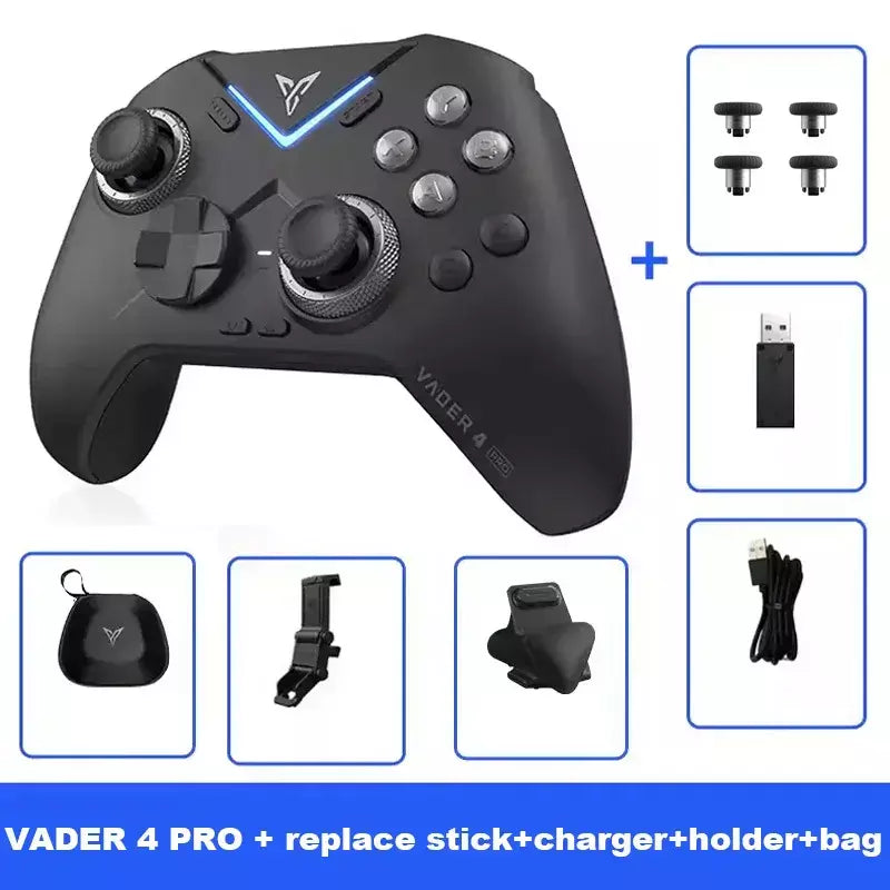 Flydigi Vader 4 Pro Controlador Interruptor de gatilho de vibração 1000Hz Alça de jogo sem fio Suporte PC/Switch/Mobile/TV