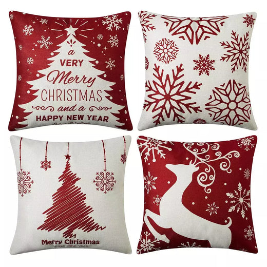 Jogue fronhas com decoração de férias, decorações de Natal, capas de sofá, conjunto de 4, 2023