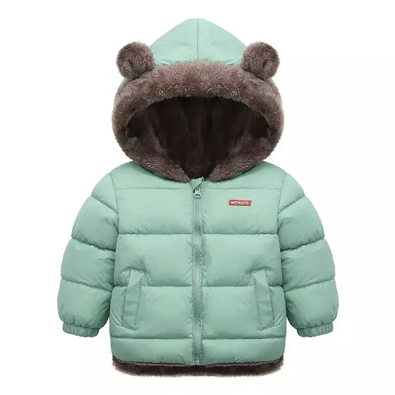 Bebê meninos meninas jaqueta com capuz algodão outerwear crianças grosso casaco de lã cashmere acolchoado jaquetas inverno meninos meninas casacos quentes