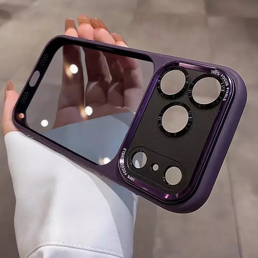 Luxo duro acrílico transparente caso para iphone 17 ar 13 14 15 16 17 pro max plus 12 11 lente filme proteção à prova de choque capa
