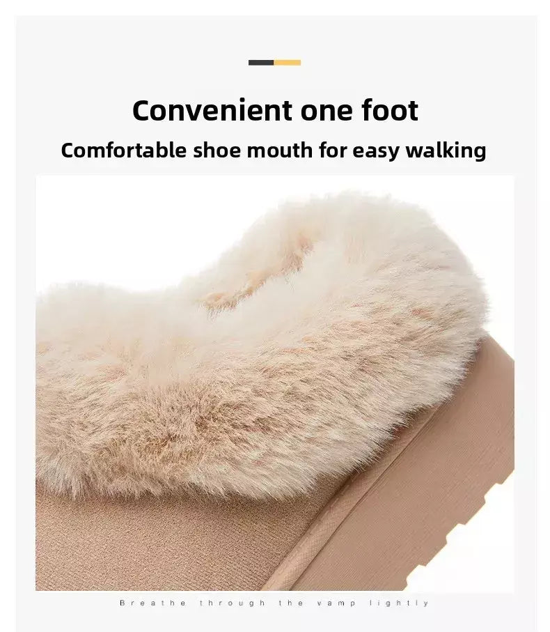 Botas de neve de fundo grosso feminino outono inverno novo estilo casual quente velo forrado pão sapato de algodão transfronteiriço