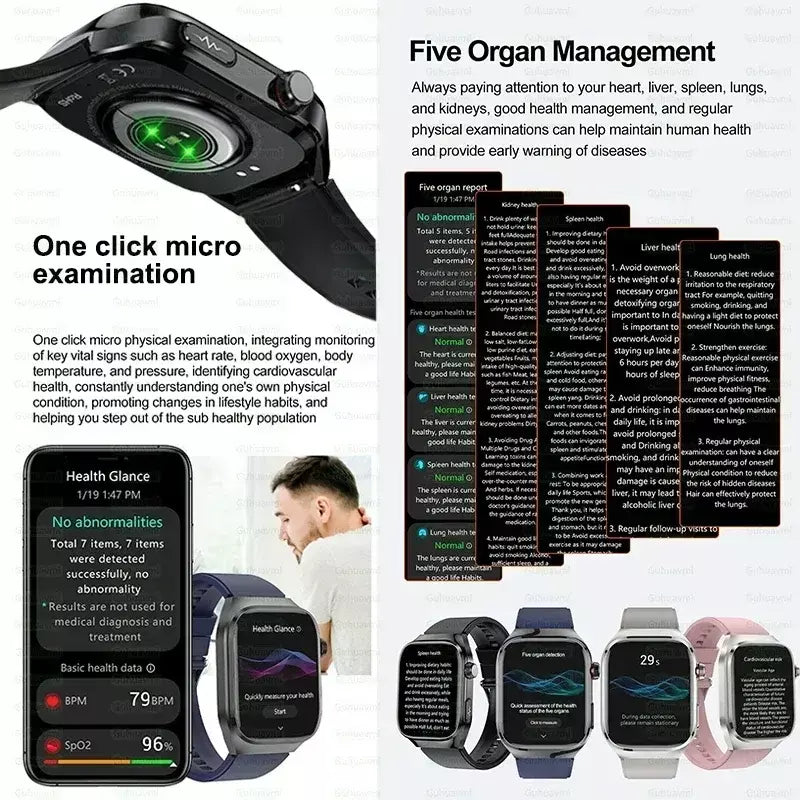 Xiaomi pressão arterial ácido úrico gordura corporal smartwatch micro exame físico órgão saúde relógios bluetooth chamada relógio inteligente