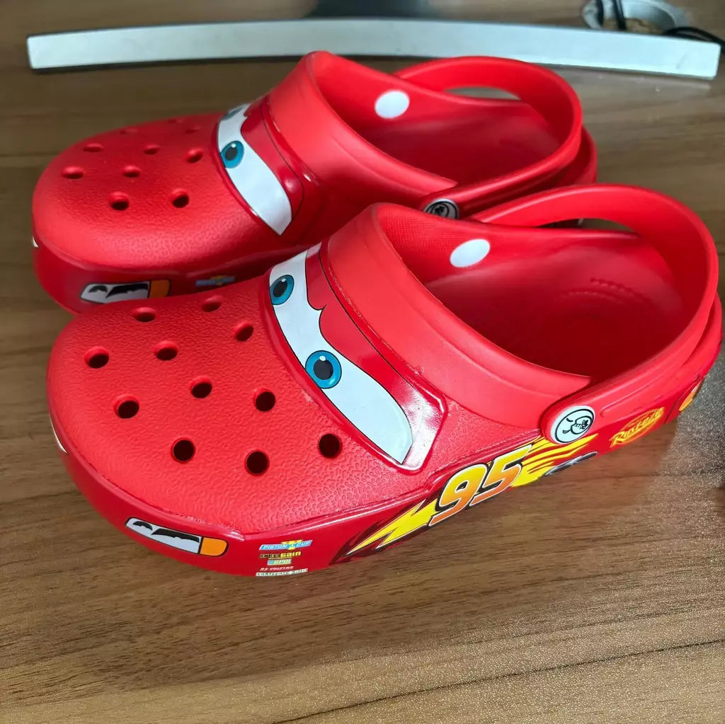 Disney mcqueens pixar dos desenhos animados sólido à prova dwaterproof água chinelos ao ar livre sandálias de areia casual respirável tornozelo-envoltório eva sapatos adultos presentes