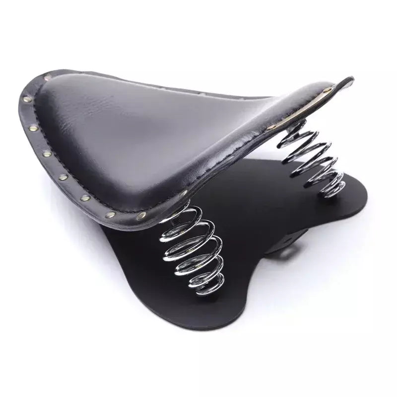 1 conjunto de assento solo de couro retrô para motocicleta + suporte de mola de 3 "para harley chopper sportster personalizado para bobber, honda e yamaha