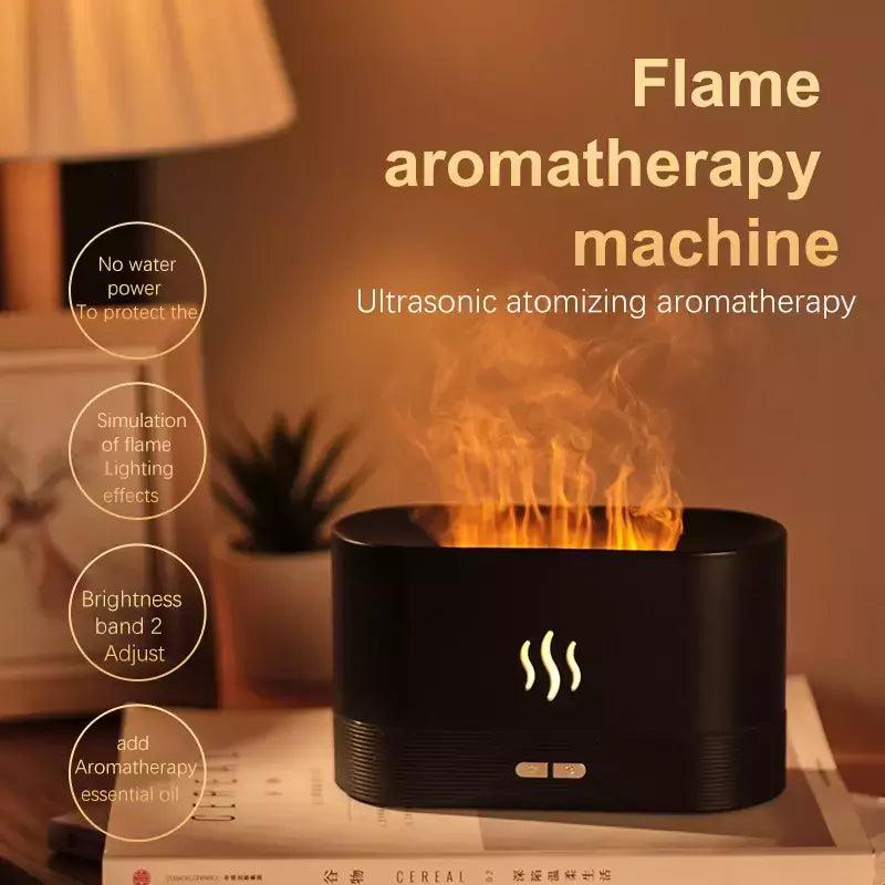 Simulação Flame LED Night Light, Lâmpada Atmosfera USB, Umidificador, Difusor de Aroma, Tanque De Água, Decoração De Quarto E Escritório, 180ml