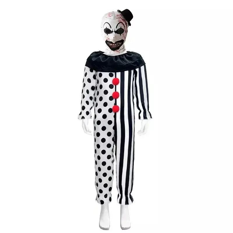 Traje de palhaço secreto para homens halloween horror sangrento macacão role play fantasia vestido adulto roupas desempenho para criança