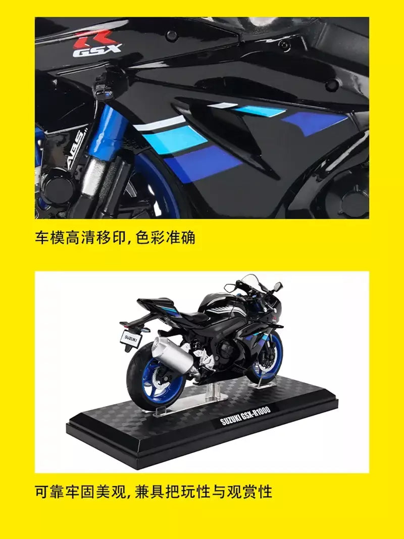 Cca 1:12 suzuki GSX-R1000 liga motocross licenciado modelo de motocicleta brinquedo carro coleção presente produção estática fundição