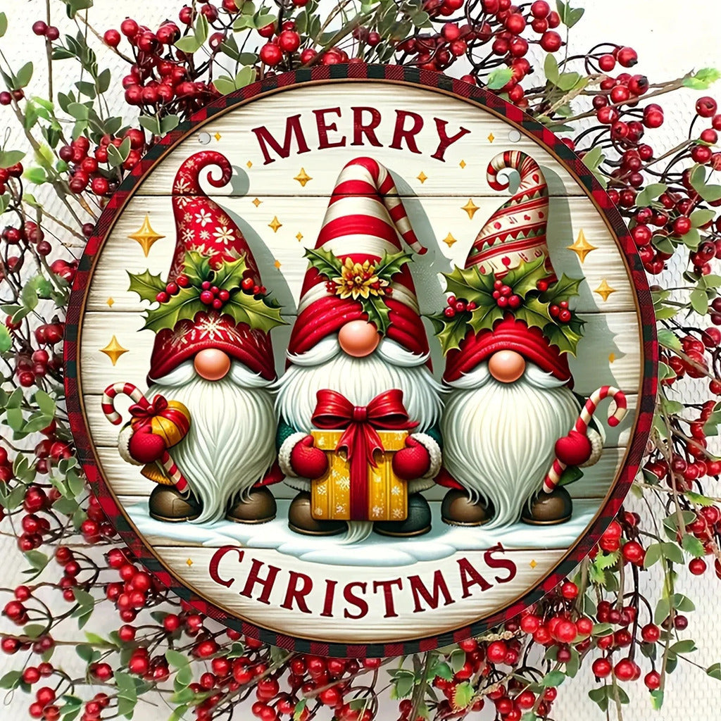 Feliz Natal Anão Sinal De Enfeites De Madeira, Candy Cane Pattern, Pendurado Casa Placa Cena, 7.9 ", 20cm, 1Pc
