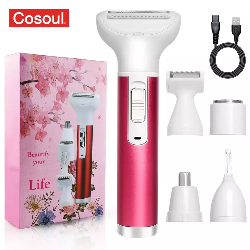 5 em 1 Body Hair Removal Depilador Axila Cabelo Biquíni Perna Cabelo Pêlo Púbico Electric Razor Clipper Shaver Mulheres