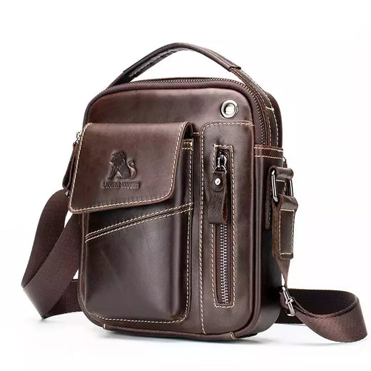 Bolsa de ombro multifuncional para homens Couro Crossbody Bag Bolsa de alta capacidade