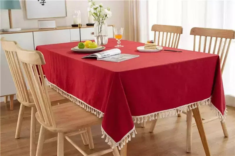 Toalha De Mesa De Mesa De Café De Algodão Retangular, Cobertura De Mesa Branca, Sala De Estar, Decoração De Casa, Pano, Casamento, Decoração De Natal