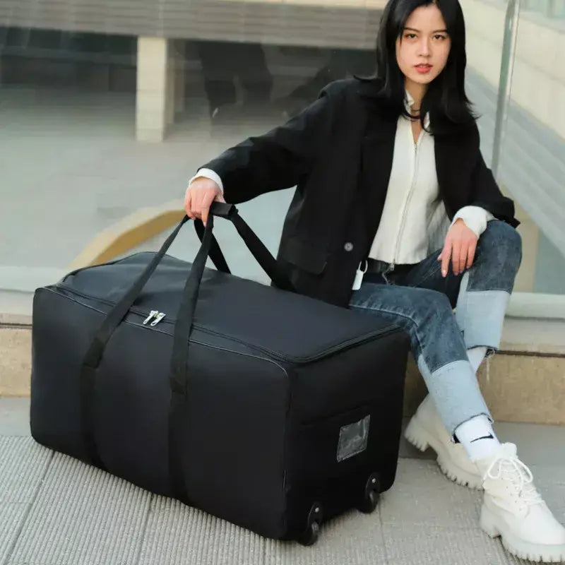 Sacos de roda dobráveis saco de armazenamento de bagagem com rodas grande capacidade carry on bagagem transportadora expansível trole mala
