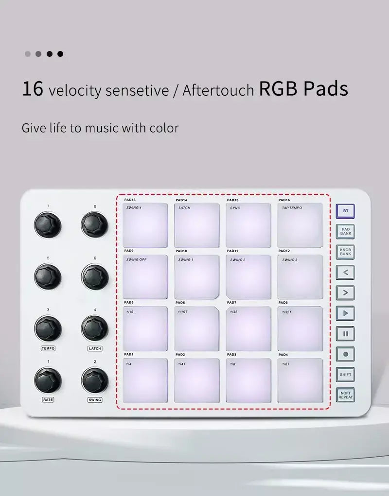 M-VAVE SMC-PAD controlador midi sem fio teclado de percussão adequado interface USB-C design portátil pequeno almofada midi