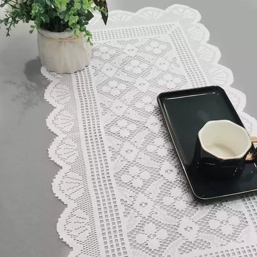 Modern Minimalista White Lace Table Runner, Nordic Style Table Decoration Set, Toalha de mesa de linho, adequado para cozinha e restaurantes