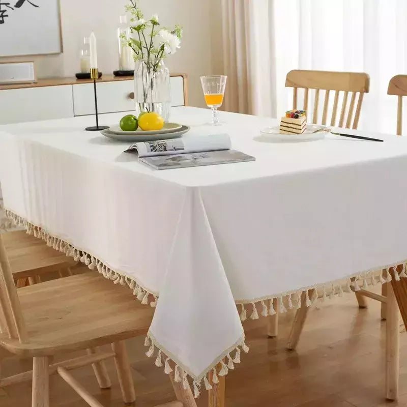 Toalha De Mesa De Mesa De Café De Algodão Retangular, Cobertura De Mesa Branca, Sala De Estar, Decoração De Casa, Pano, Casamento, Decoração De Natal