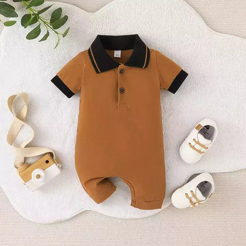 Manga curta Romper para o bebê menino, recém-nascido Gentleman Onesies, Toddler Vestuário, Macacão Infantil, 0-24Months