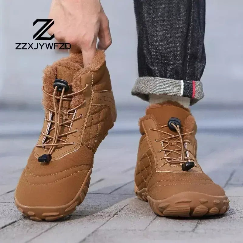 2024 novas botas de inverno para homens neve descalço mulheres ao ar livre antiderrapante pele quente tênis casuais plus size botas de tornozelo sapatos de caminhada