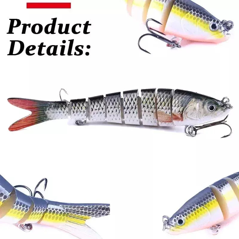 Isca de pesca multiarticulada, isca segmentada biônica de afundamento lento, 10cm/12.4g, equipamento oscilação para pesca em água doce e salgada, 5/3/1 peças