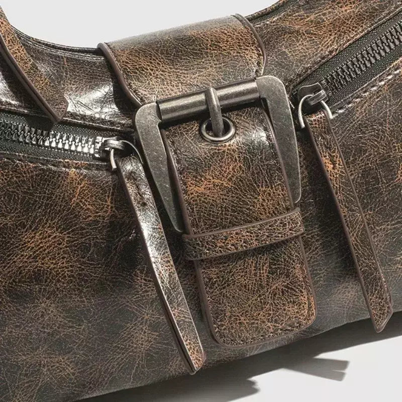 Bolsas de ombro de couro PU para mulheres, design de cinto retrô bolsas vintage pequenas femininas, bolsa transversal axilar, bolsas da moda, Y2K, 2024