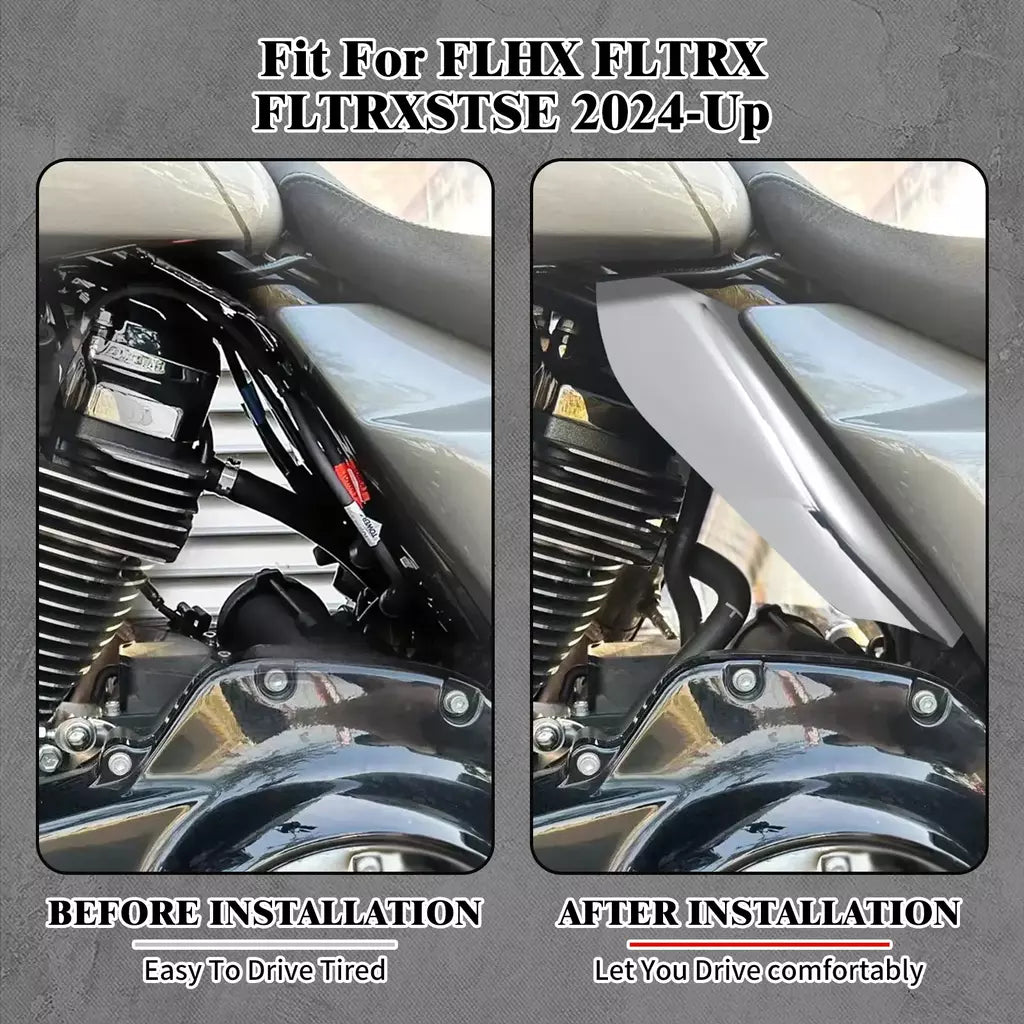 Motocicleta mid-frame defletor de ar escudo térmico guarnição capa para harley touring electra street glide road king fltrx 2001-23 24-up