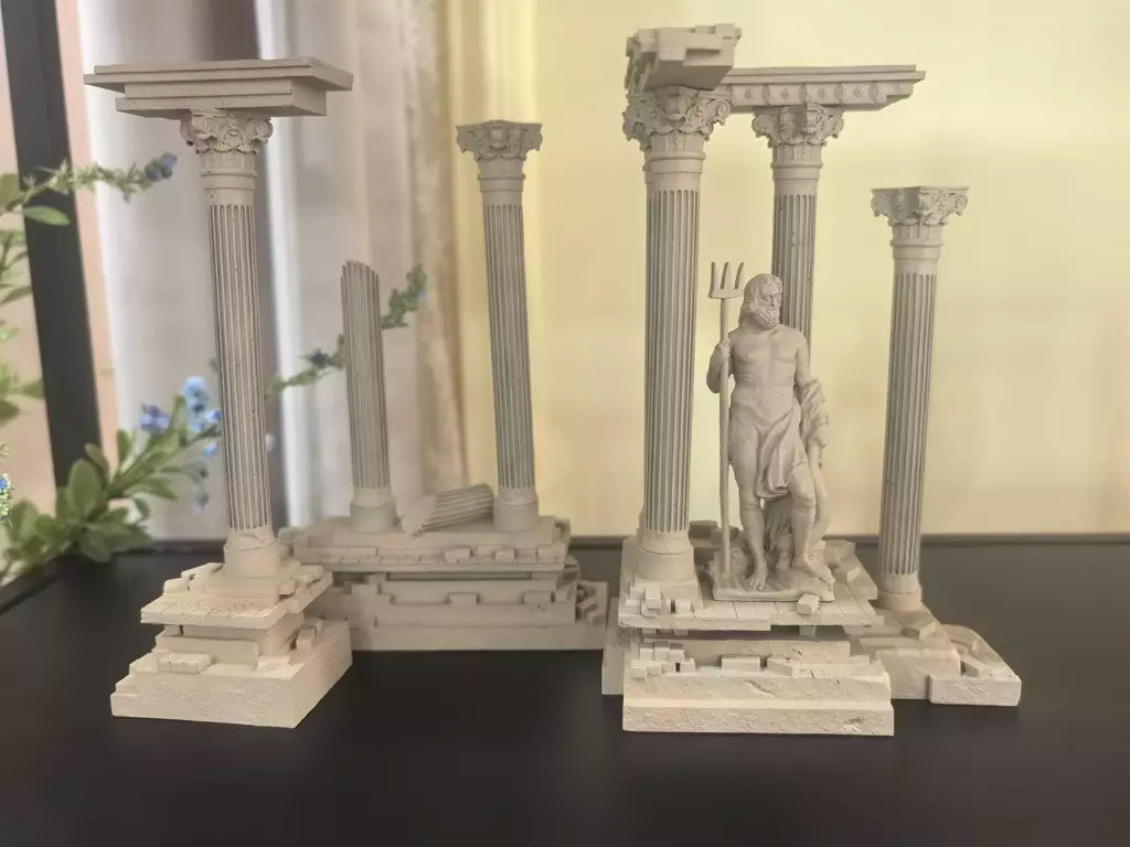 (185mm de altura) Estatueta de resina de arquitetura romana retrô, decoração de paisagem de água de tanque de peixes LTCP-407