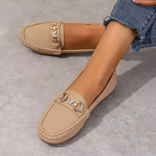 Mocassins casuais e confortáveis para mulheres, deslizamento em apartamentos, dedo do pé redondo, sola sólida, sapatos femininos, novo, outono, 2022, 2024
