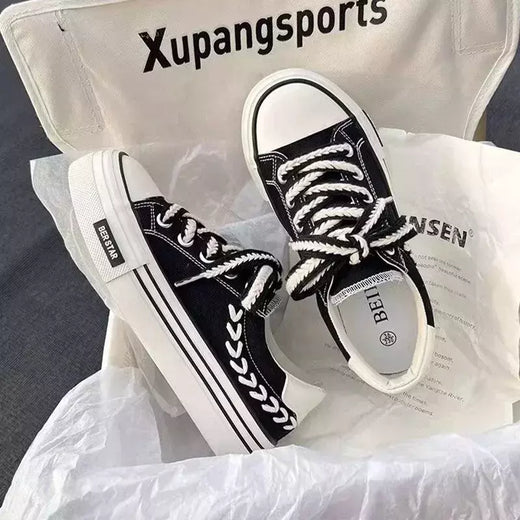 Chunky Platform Canvas Shoes para mulheres, treinadores ao ar livre, tênis casuais para meninas, aumento de altura, treinamento