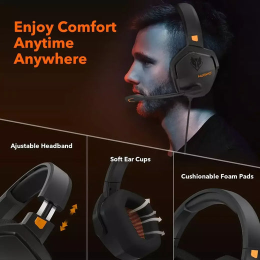 NUBWO N16 Gaming Headset Microfone com cancelamento de ruído, fone de ouvido com fio de som estéreo para PS5, PS4, Xbox One, Switch, PC, fone de ouvido para jogadores