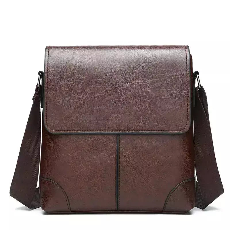 Bolsa crossbody impermeável para homens, cor sólida, grande capacidade, pasta portátil, armazenamento de couro PU, sacos de ombro, meninos
