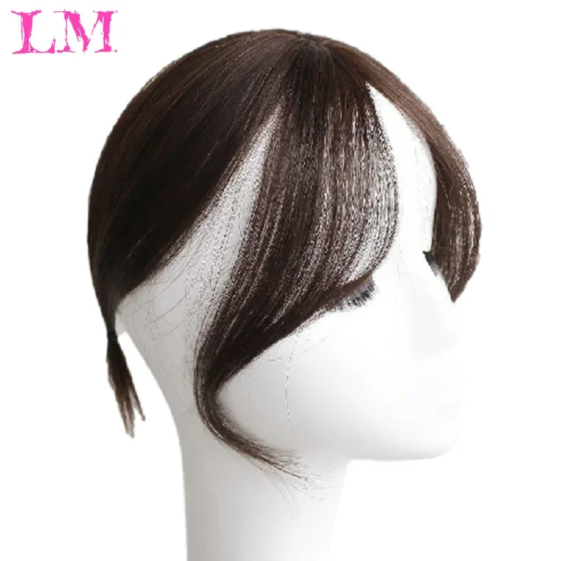 Lm fino 3d ar franja de cabelo em linha reta puro franja clipe em extensões de cabelo topper franja 3d invisível sem costura cabeça peruca de cabelo