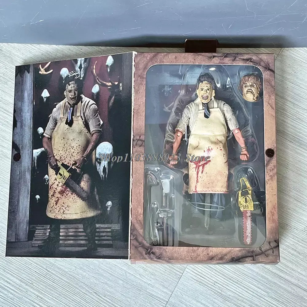 NECA Pennywise Leatherface Anime Figura Massacer Texas Chainsaw Figura Brinquedos Boneca Halloween Presentes de Natal