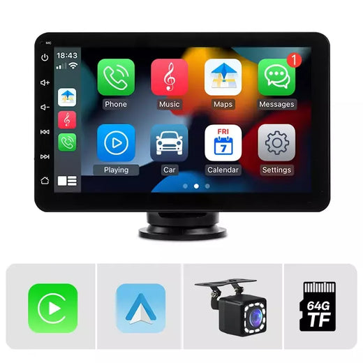 Hippcron 7 polegada rádio do carro reprodutor de vídeo multimídia portátil estéreo sem fio carplay android auto para universal 12-24v autoradio