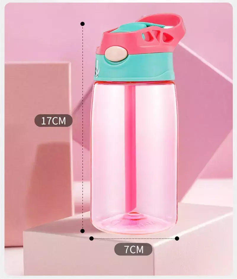 Bebê criativo dos desenhos animados alimentando copos com canudos, garrafas de água infantis, copos portáteis ao ar livre, à prova de vazamento, 480ml