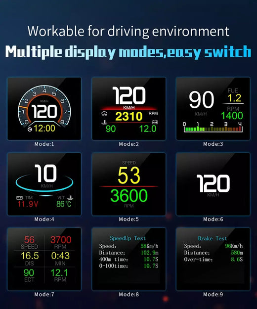 Obdii medidor digital inteligente p10 pro obd2 head up display on board computador velocímetro digital vários idiomas alarme de excesso de velocidade