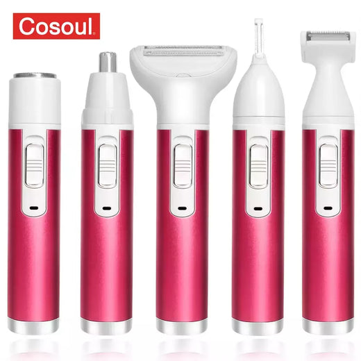 5 em 1 Body Hair Removal Depilador Axila Cabelo Biquíni Perna Cabelo Pêlo Púbico Electric Razor Clipper Shaver Mulheres