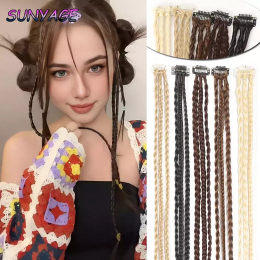 Peruca sintética tranças com clipe trança de boxe dreadlocks clipe na extensão do cabelo tranças sujas boxer trança resistente ao calor postiços