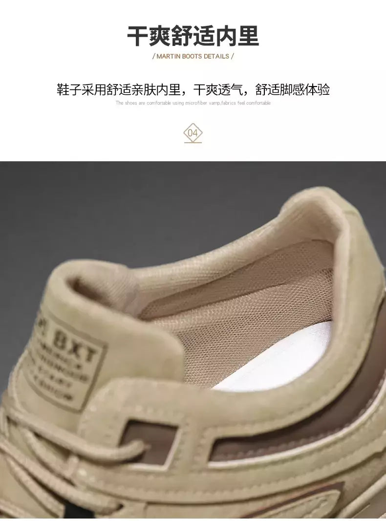 Sapatos de sola grossa masculina, botas de deserto, táticas calorosas, strappy nu, moda ao ar livre, novo, inverno, 2023