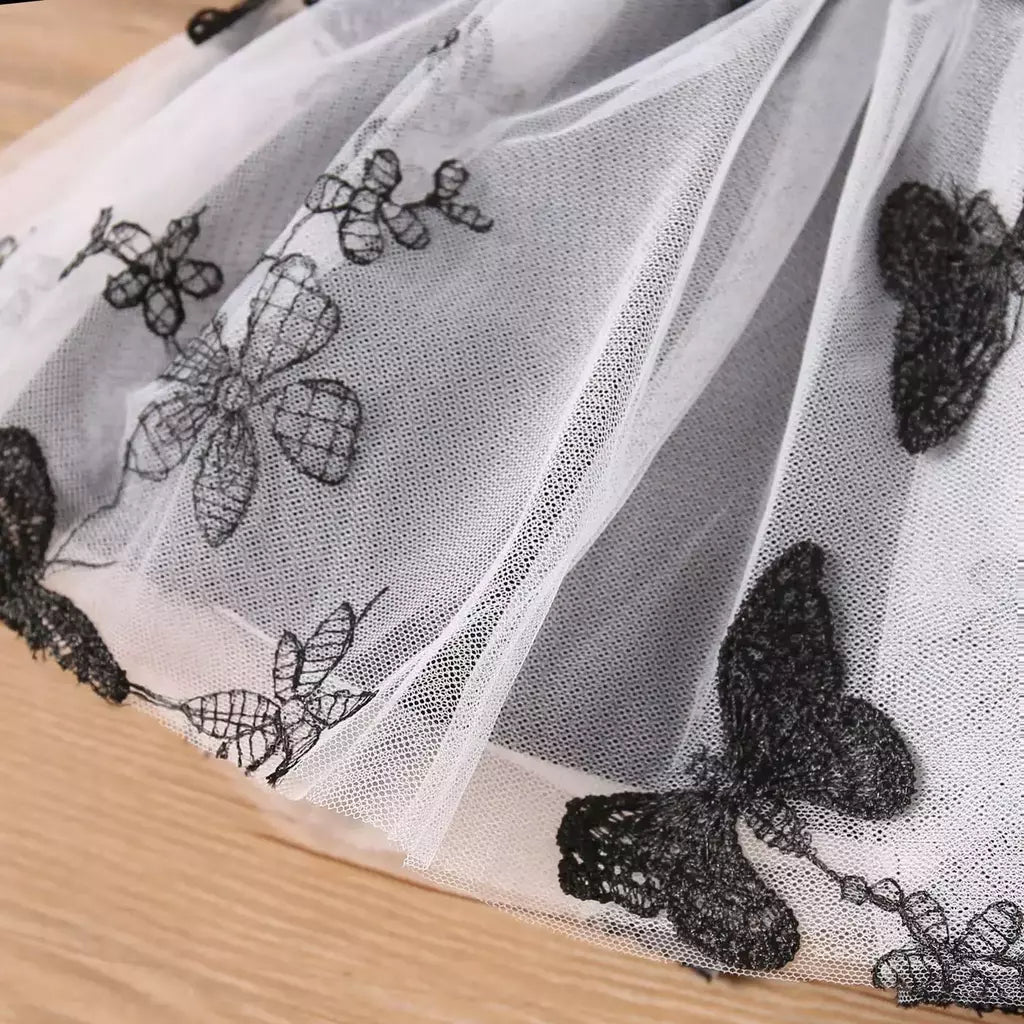 Vestido de Manga Voadora para Bebé Menina, Gola Redonda, Malha Costurada, Moda Casual, Verão, Novo, 0-3 Anos de Idade