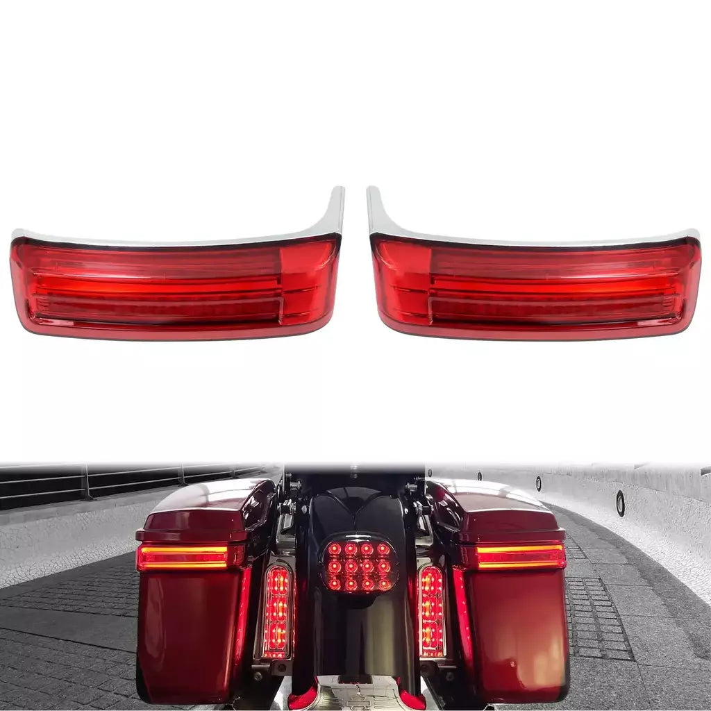 Alforje led para motocicleta, lâmpada de giro, luzes de freio para harley touring road king 97-2022 electra street glide cvo limitado