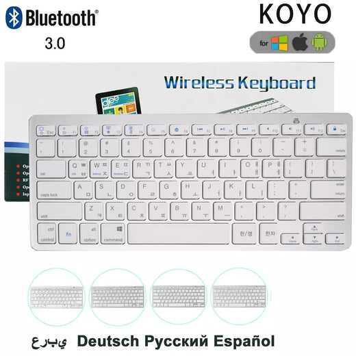 Coreano/espanhol/russo/japonês/hebreo/italiano teclado bluetooth portátil sem fio para ipad tablet telefone pc android ios windows