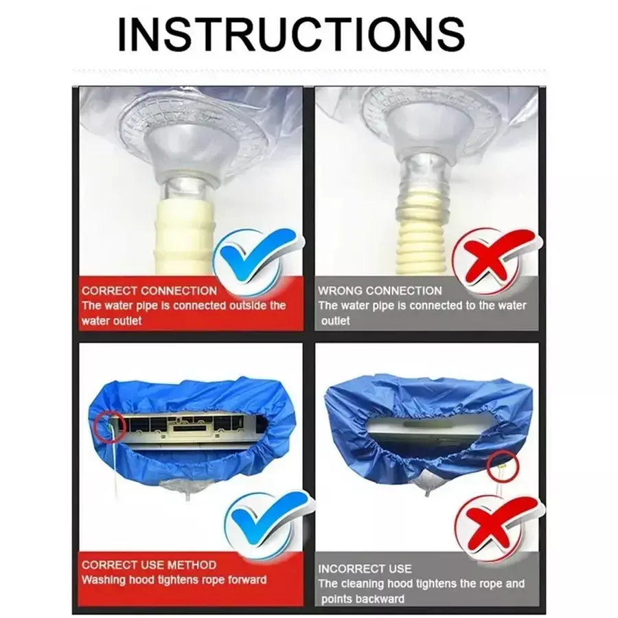 130cm grande conjunto de capa de limpeza de ar condicionado limpador de condicionador com tubo de água kit de limpeza à prova dwaterproof água para ar condicionado