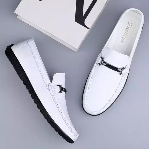 Sapatos de couro genuíno para homens, mocassins de negócios casuais, apartamentos artesanais para dirigir, moda que combina com tudo, nova chegada