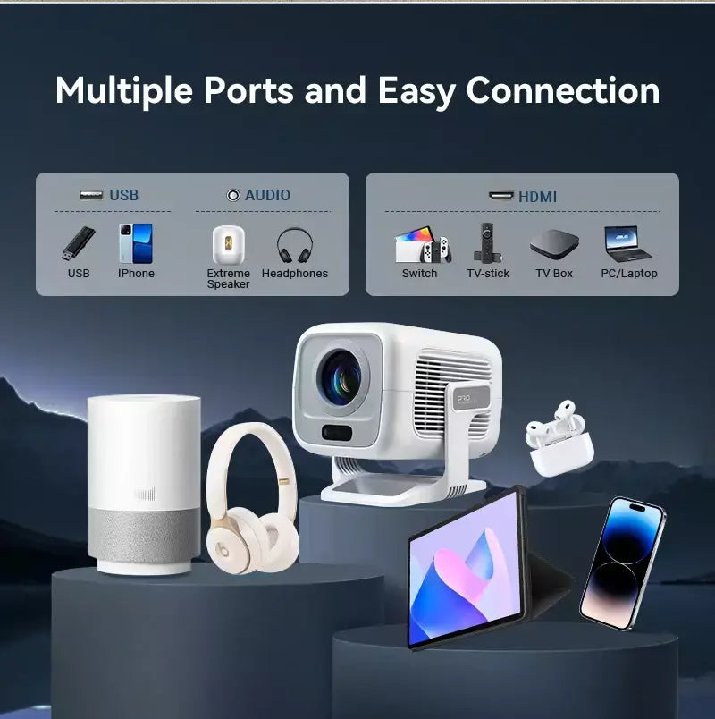 HUAWEISHI 4K Projetor Android Nativo Portátil 1080P Foco Automático 600ANSI Vídeo cinema em casa Projetor led hd externo